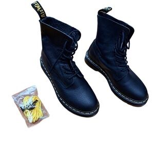 Dr. Martens Black Boots with Yellow Stitching